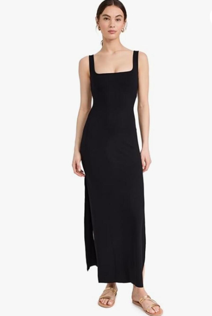 L*SPACE Women's Mara Cutout Maxi Dress Medium Black Square Neck NWT